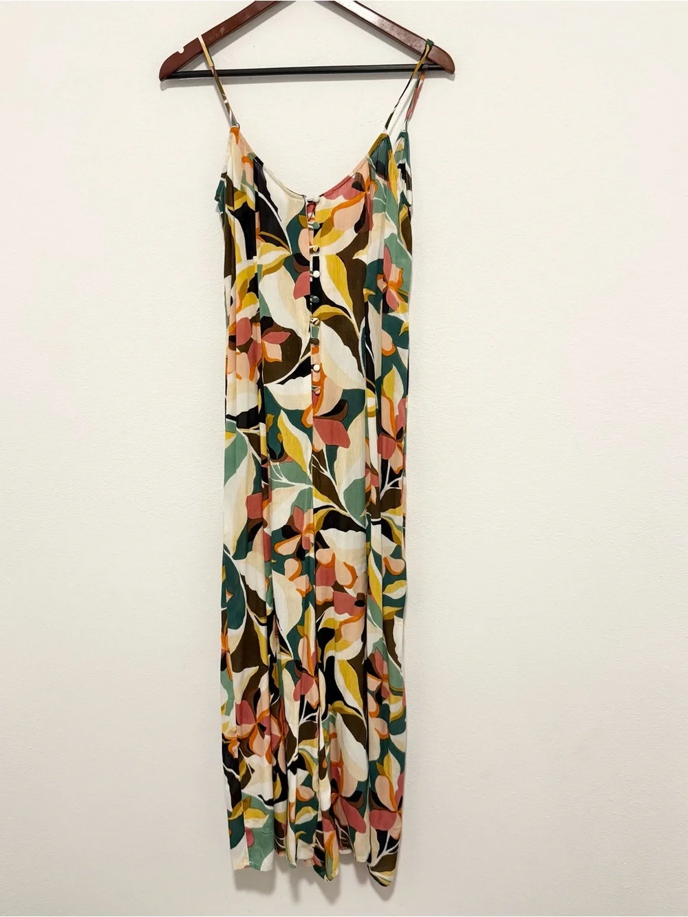 O'Neill Candice Jumpsuit Wide Leg Cropped Lightweight Tropical Print Medium
